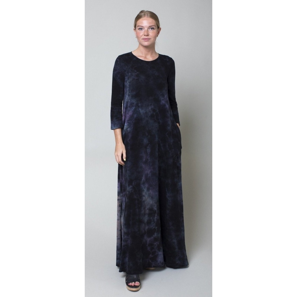 Raquel Allegra Drama Maxi Dress Nebula Tie Dye Cotton Size 0 XS
